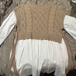 ALTRD STATE : Cable Knit Tan Sweater Vest Dress